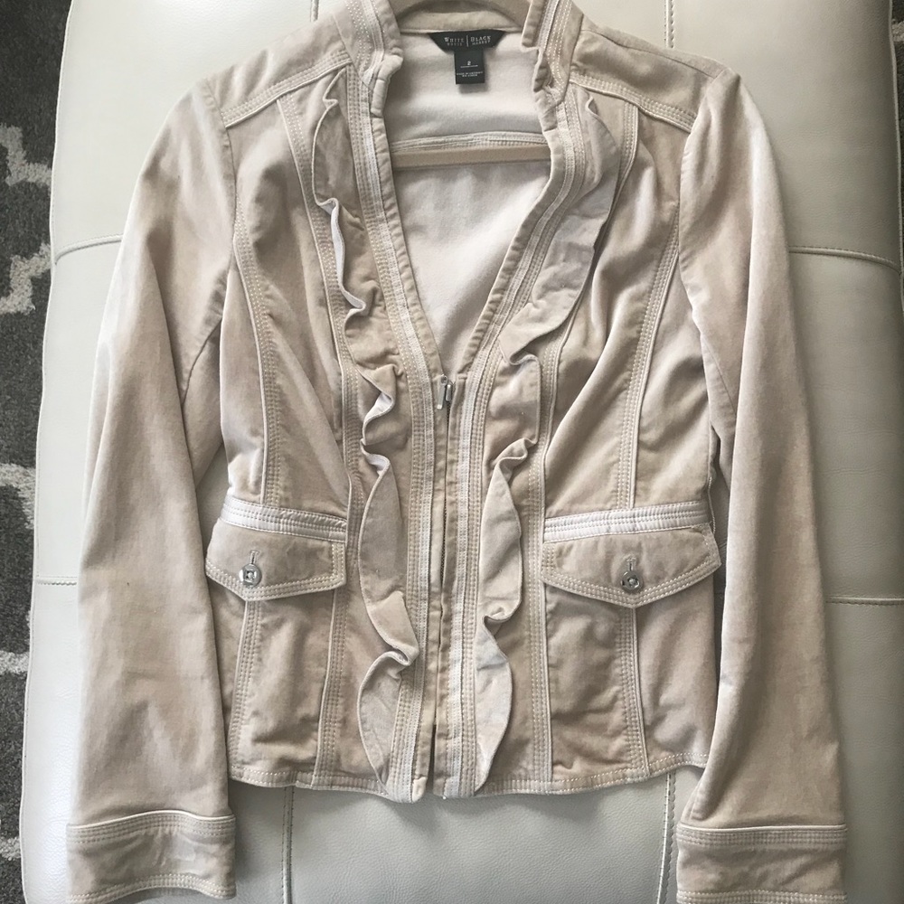 Velvet tan ruffled lapel jacket